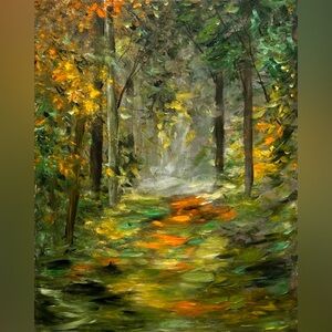 LANDSCAPE ART ORIGINAL ACRYLIC PAINTING size 20 H x 16 W inch